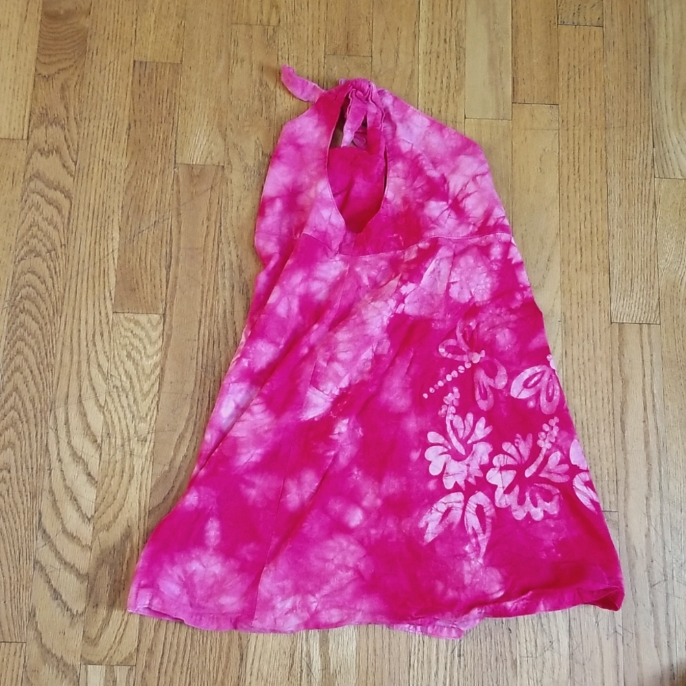 An adult small hot pink sundress/swim cover up